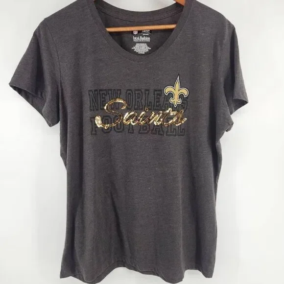 New Orleans Saints Sequin Football NFL Team Apparel Women's XL 1St & Fashion Col - Picture 6 of 12
